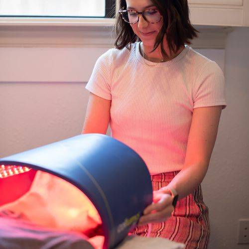 LED light therapy for acne treatment at Estie Co, Chico